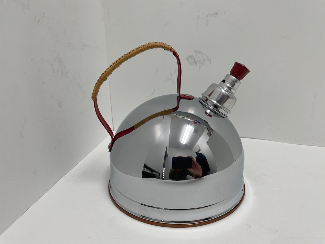 Rare Vintage 1801 Revere Ware TEA KETTLE Solid Copper Chrome Plated