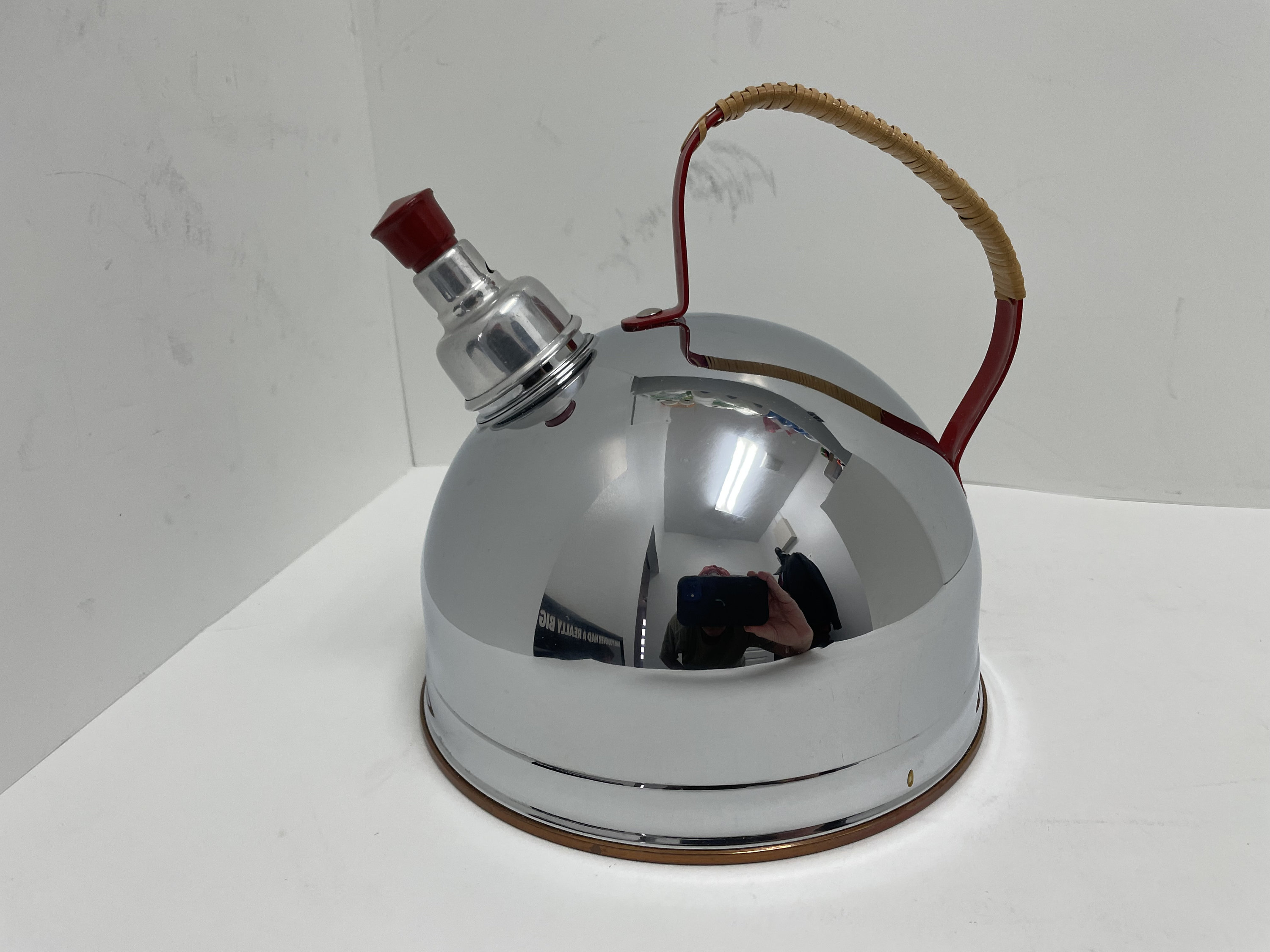 Rare Vintage 1801 Revere Ware TEA KETTLE Solid Copper Chrome Plated