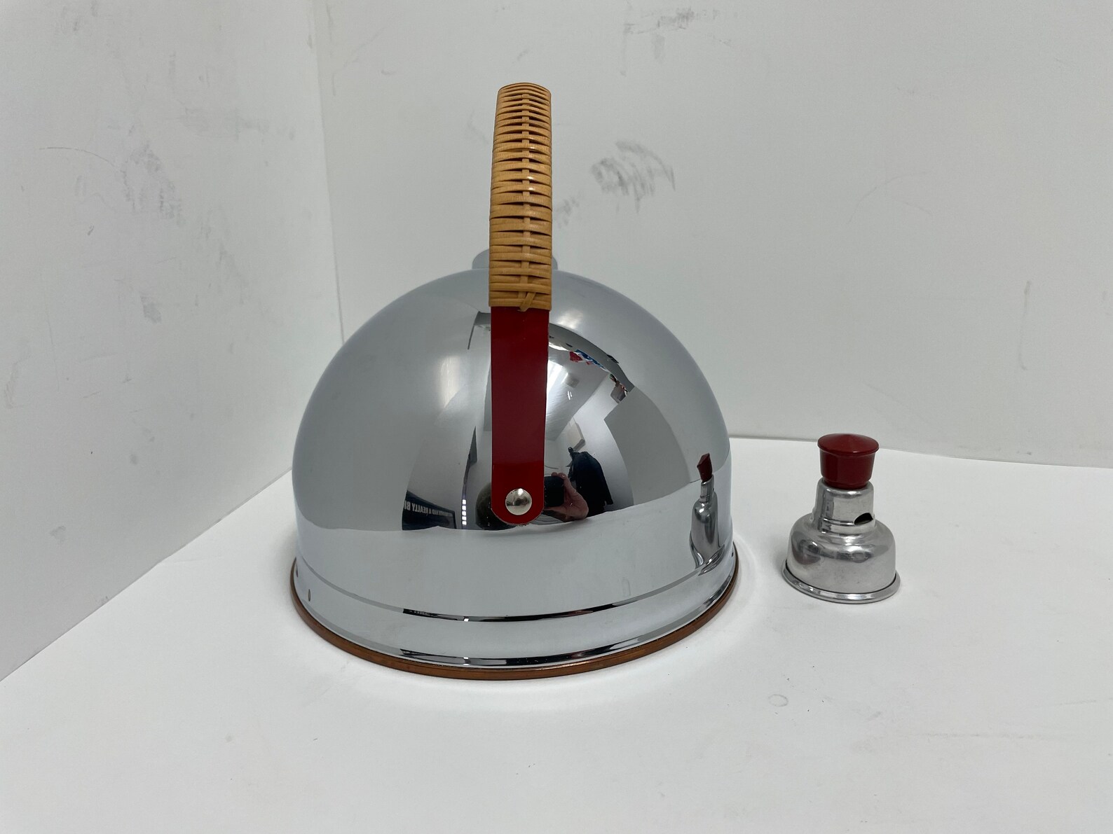 Rare Vintage 1801 Revere Ware TEA KETTLE Solid Copper Chrome Plated