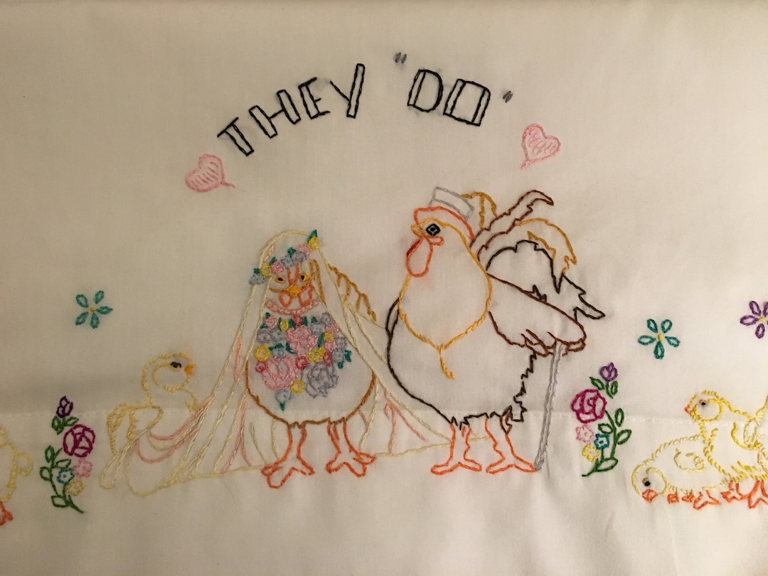 Wedding Hand Embroidered Standard Pillow Cases 1 pr - Etsy España