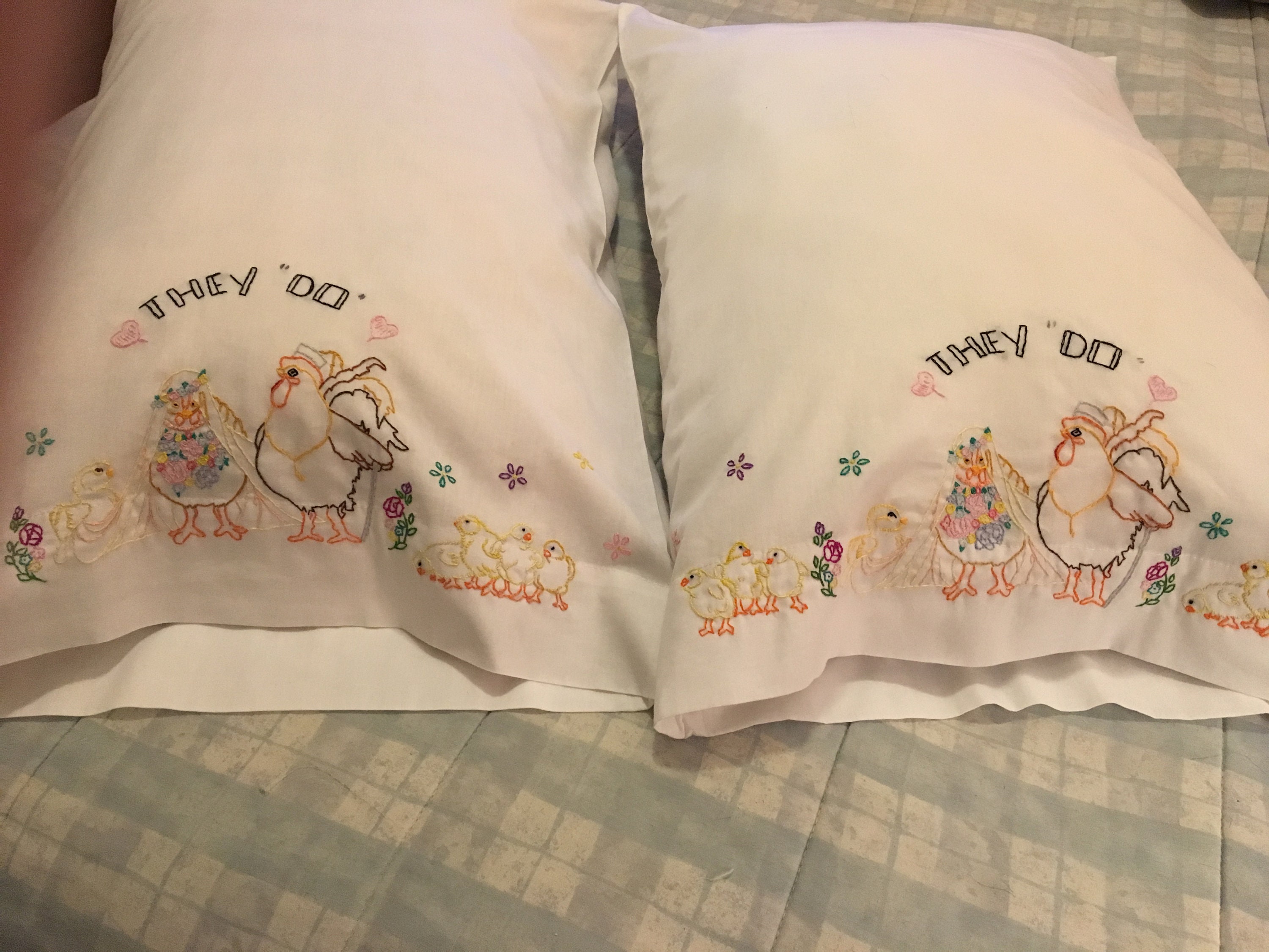 Hand Embroidered Standard Pillow Cases 1 pr Etsy España