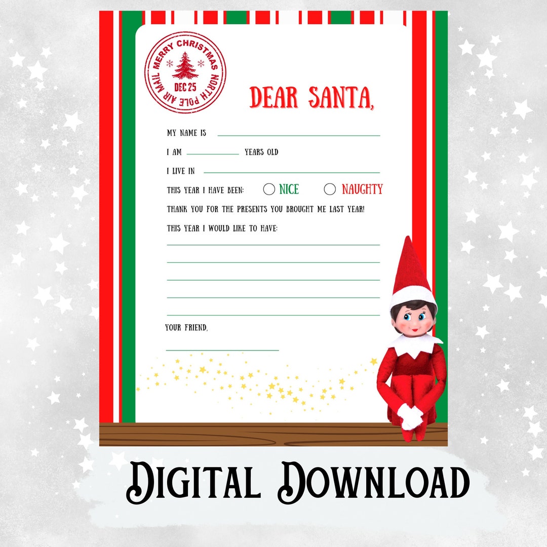 Elf Letter to Santa Writing Template Holiday Classroom Etsy Elf Letter to Santa Writing Template Holiday Classroom Etsy