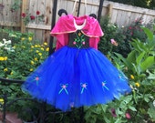 Anna Princess tutu dress comes w bow. Halloween costume. Baby girl toddle tutu. Black and blue tutu dress. Birthday tutu dress