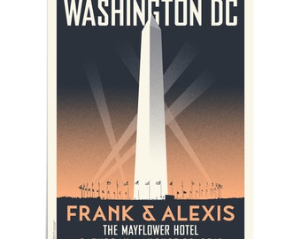 Washington Monument Personlized Unframed Wedding Artwork (available in 18x24, 24x36, and 36x54 sizes and 15 color options))