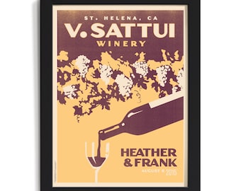 Vineyard Wedding Personalized Framed Art (Yellow, Medium)
