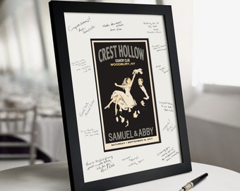 Horah Personalized Wedding Art in Guest Signature Frame 18x34 or 24x36 (available in 15 color options)
