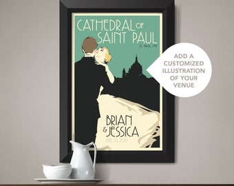 Skyline Personalized Unframed Wedding Art 18x24, 24x36, 36x54, or 42x65  (15 Color Options Available)