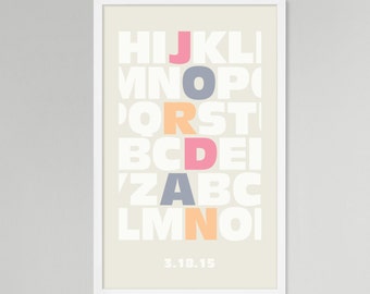 Alphabet Multi Color 1 Personalized Baby/Kids Art (Large)