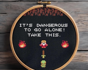 Zelda Cross Stitch Pattern PDF | The Legend of Zelda NES 8-Bit Link | Retro Gamer Pixel Art Cross Stitch
