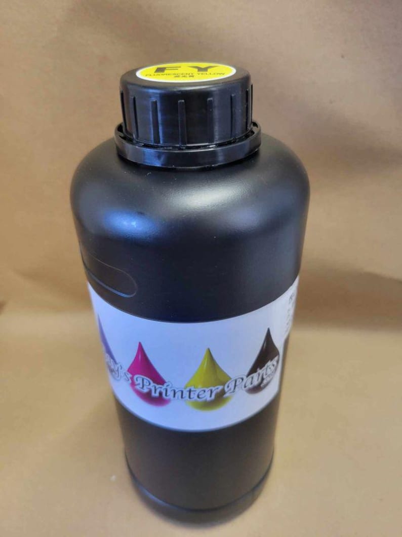 Imagic Ink For Uv Printers Uv Ink - Choose Your Color And Type (500Ml Bottles) - Hard, Neutral, Soft, Fluorescent - Uv Inks With Jay'S Print Fluorescent Yellow (FY)-1000ml bottle