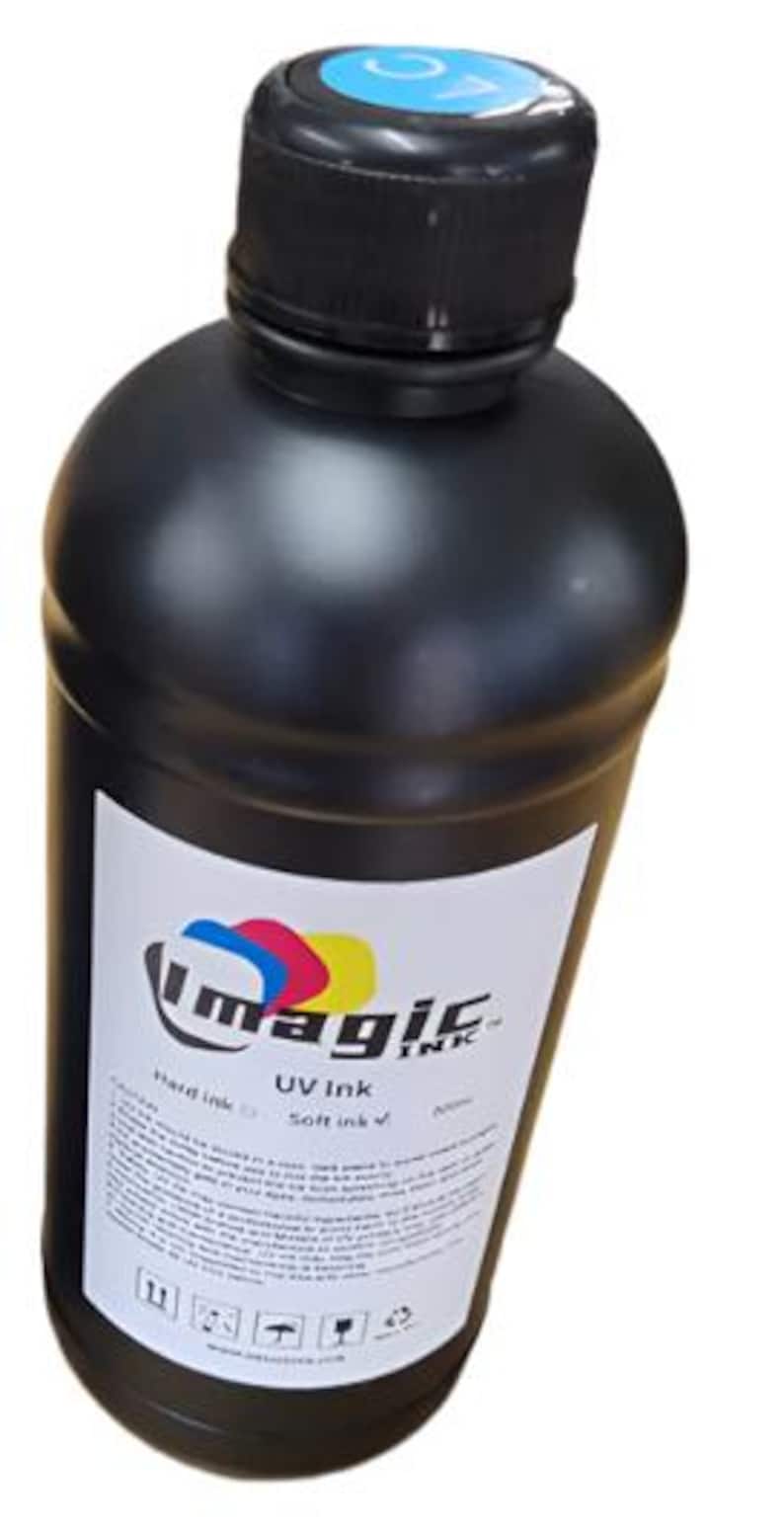 Imagic Ink For Uv Printers Uv Ink - Choose Your Color And Type (500Ml Bottles) - Hard, Neutral, Soft, Fluorescent - Uv Inks With Jay'S Print Light Cyan (Lc)