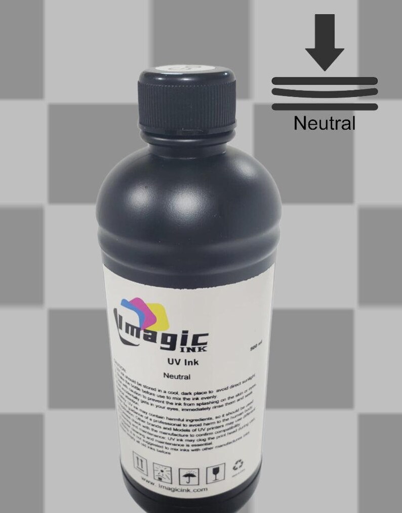 Imagic Ink For Uv Printers Uv Ink - Choose Your Color And Type (500Ml Bottles) - Hard, Neutral, Soft, Fluorescent - Uv Inks With Jay'S Print Gloss/Varnish (V)-Neutral Gloss-Clear
