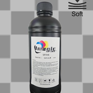Imagic Ink For Uv Printers Uv Ink - Choose Your Color And Type (500Ml Bottles) - Hard, Neutral, Soft, Fluorescent - Uv Inks With Jay'S Print Gloss/Varnish (V)-Soft Gloss-Clear