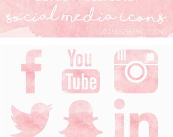INSTANT DOWNLOAD Coral Watercolor Social Media Icons