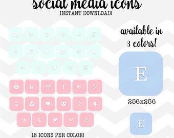 INSTANT DOWNLOAD Semi Transparent Social Media Icons