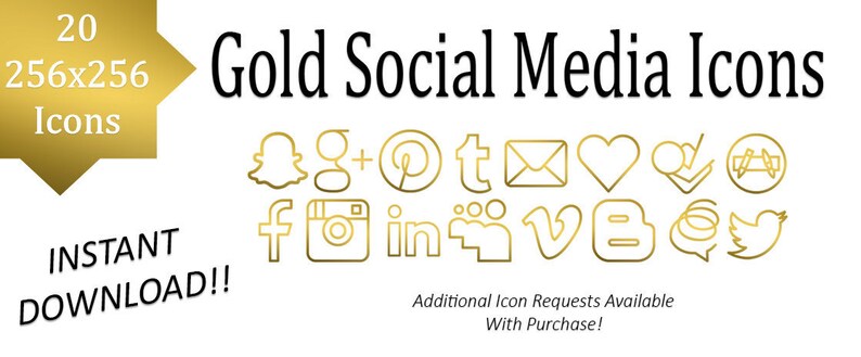Gold Social Media Icons image 1