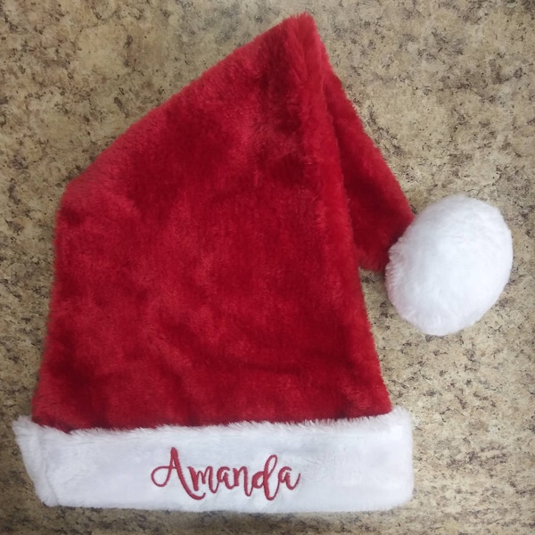 Santa Hat Personalized Plush Christmas Embroidered