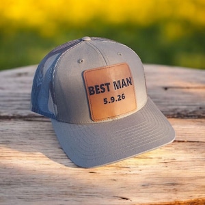 Custom Best Man Hat * Leather Patch Hat * Personalized Hat * Custom Wedding Hat