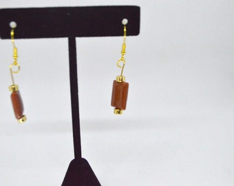 Goldstone and 14k gold drop earrings