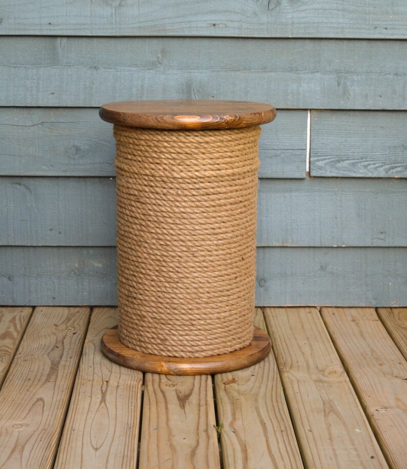 Storage Table End Table Spool Table Nautical Decor Stool Jute Rope Beach House Rustic Decor