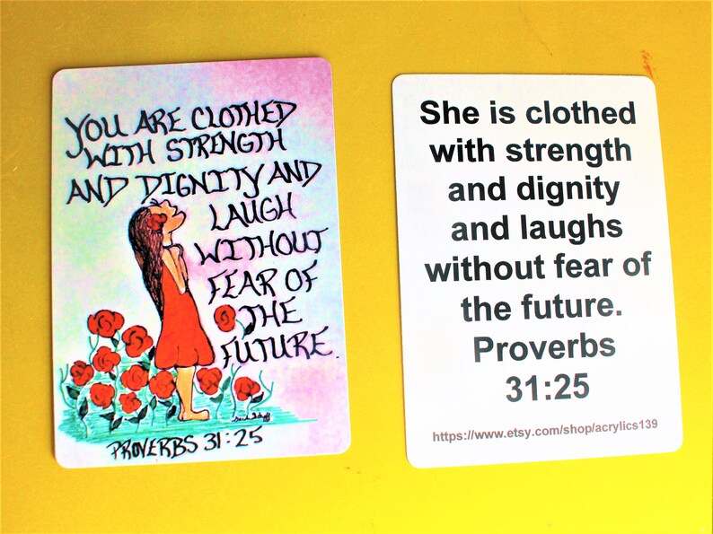 Scripture Doodle Mini Bible Verse Of Encouragementproverbs 3125clothed With Dignity And Strengthscripture Magnetscripture Bookmark