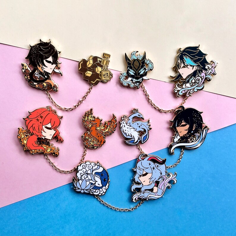 Genshin Impact Collar Hard Enamel Pins Etsy