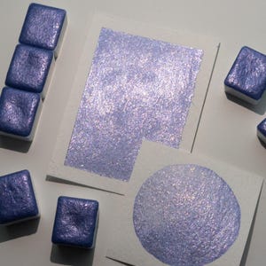 Lavender Mist - Shimmer Watercolor - Half Pan - Ręcznie robiona akwarela