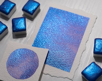 Lilac Blue - Shimmer Watercolor - Half Pan - Handmade Watercolor