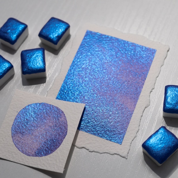 Lilac Blue - Shimmer Watercolor - Half Pan - Handmade Watercolor