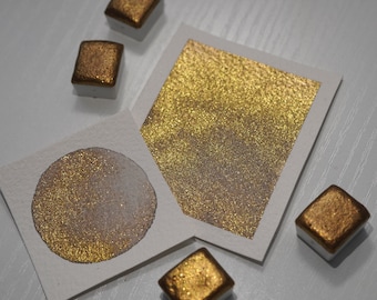 Coco Gold - Skimrande akvarell - Halv panna - Handgjord akvarell