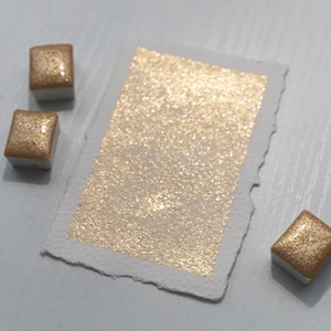 Light Gold - Shimmer Watercolor - Half Pan - Handmade Watercolor