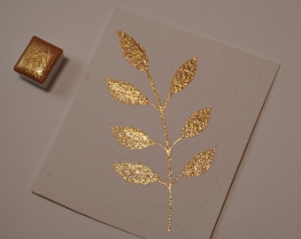 Sunset Glow Handmade Watercolor Paint – Gold & Silver Shimmer, Half Pan