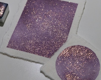 Moody Gold Plum - Acquerello scintillante - Mezza padella - Acquerello fatto a mano