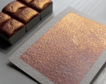 Red Gold - Shimmer Watercolor - Half Pan - Handmade Watercolor