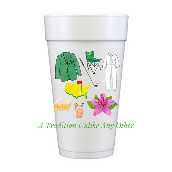 Masters Party - Augusta National Cups, Personalized Styrofoam cups, Themed Golf, Hole-In-One, Masters Viewing Party, Golf Par-tee