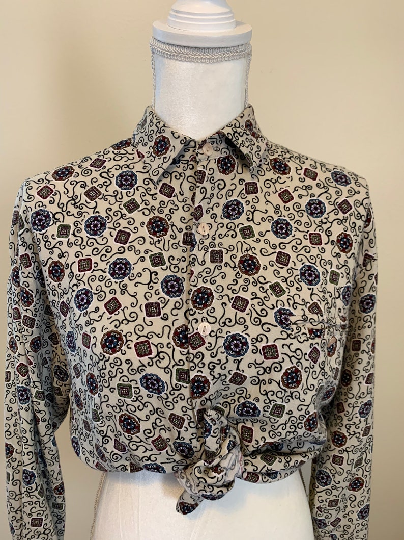 Vintage 90s Forenza Button Up Long Sleeve in Fun Neutral