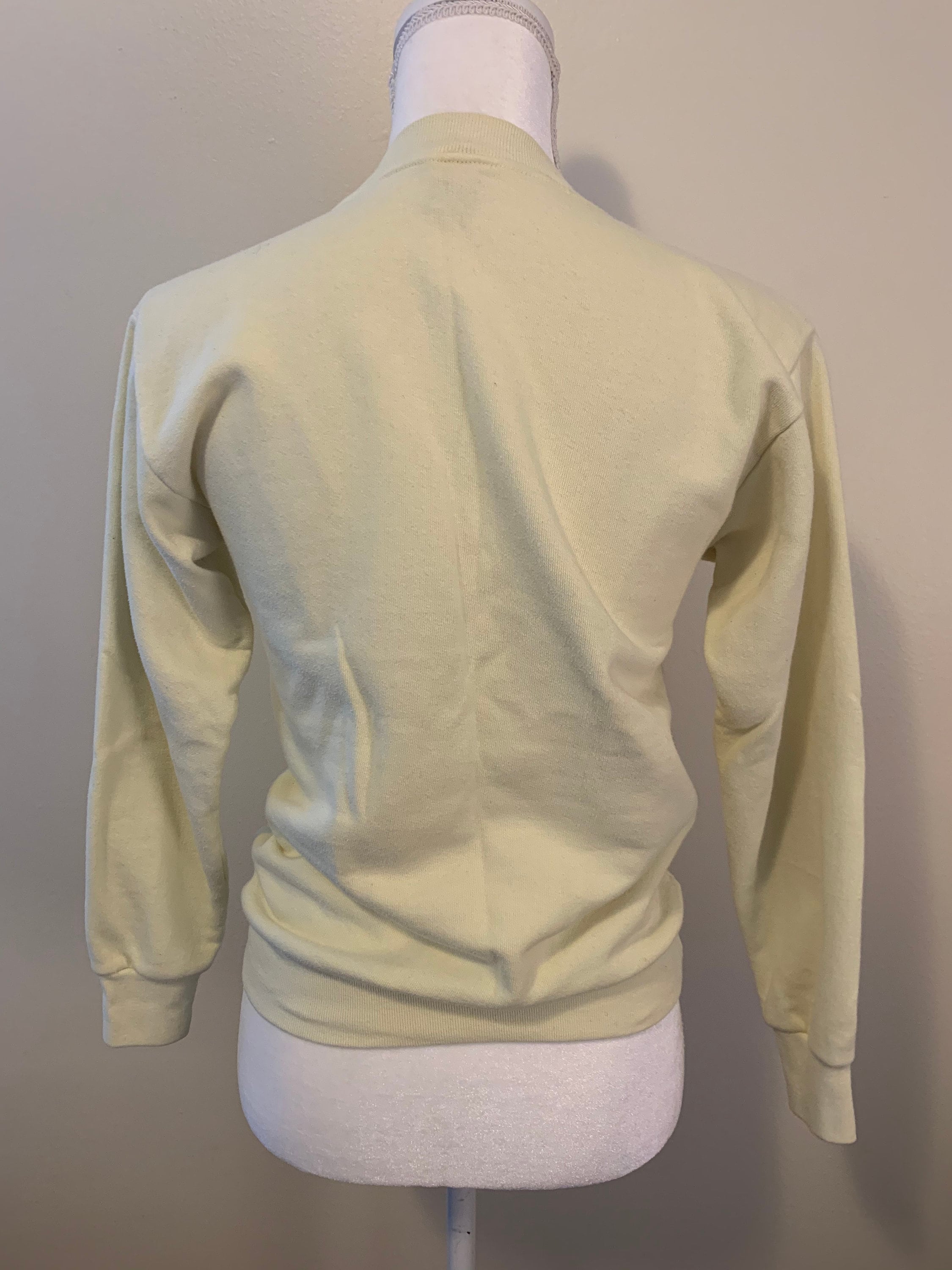 Vintage 80s Pale Yellow Sweatshirt with Kangaroo Pocket ...