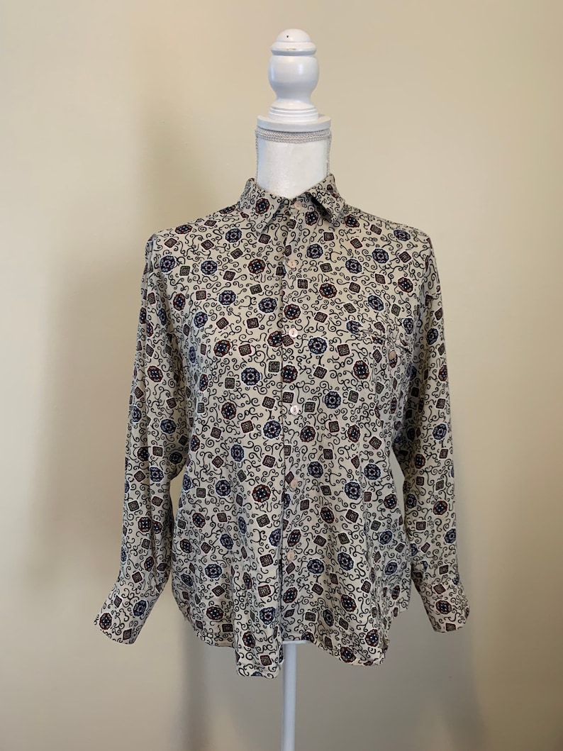 Vintage 90s Forenza Button Up Long Sleeve in Fun Neutral
