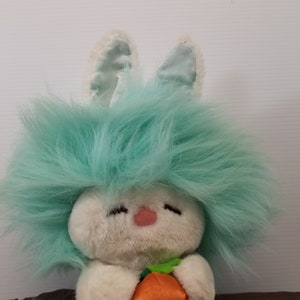 Vintage Dankin Frou Frou Bunny Plush Doll: Teal Hair, 1980s Toy