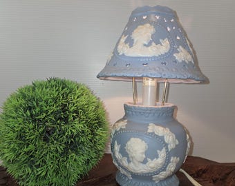 Vintage Jasperware Style Victorian Style Porcelain Lamp
