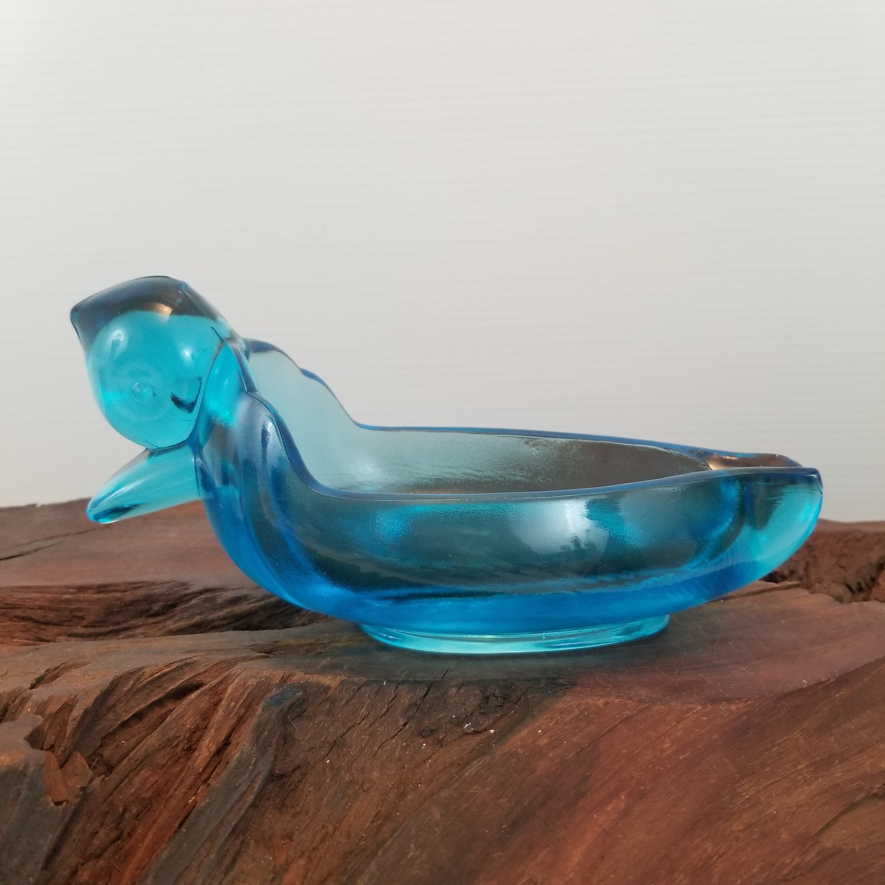 Vintage Blue Glass Duck Cigar Ashtray Thick Glass Tiara Etsy