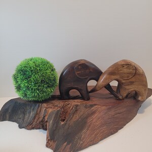 Vintage Love Elephants Carved Wooden Animals
