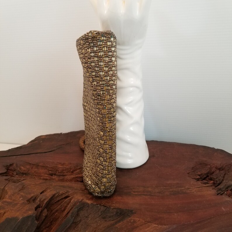 Beaded Evening Clutch Beaded Statement Piece Clutch La Regale Beaded Clutch with Beaded Handle Brilliant Gold Hardware On Beaded Handbag