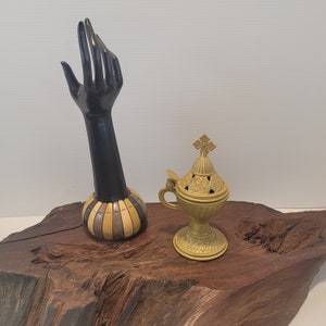 Vintage Orthodox Home Incense Burner: Gold Religious Decor