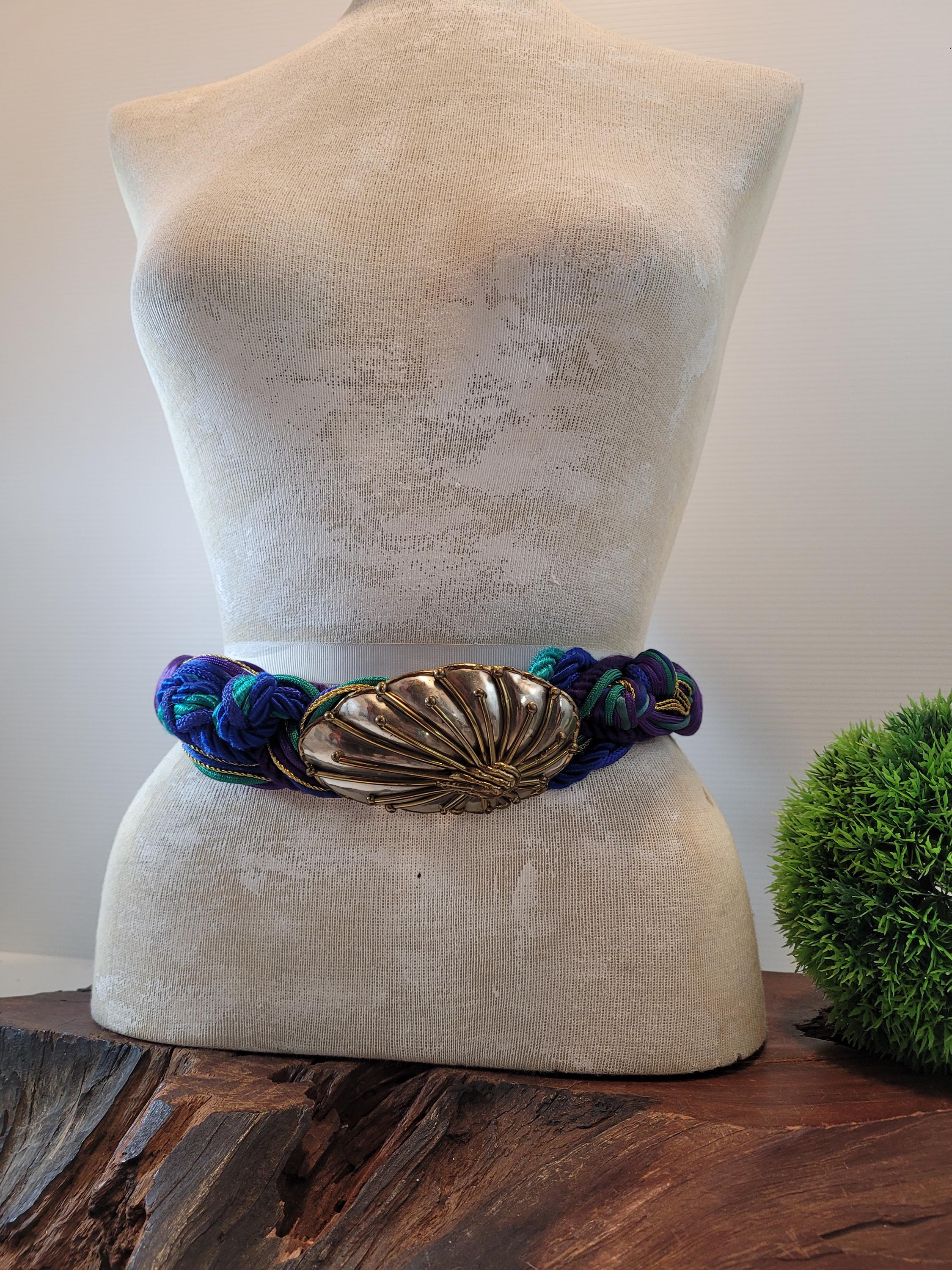 Vintage 1980s Knit Rope Statement Belt Vintage Rope Statement Belt: Mixed Metal Buckle, 1980s Gold  main image 4