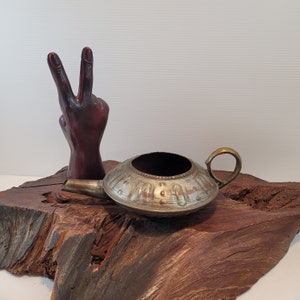 Vintage Funky Copper Kettle Pot, Copper and Brass Squat Pot, Mixed Metal Aladdin Look Kettle