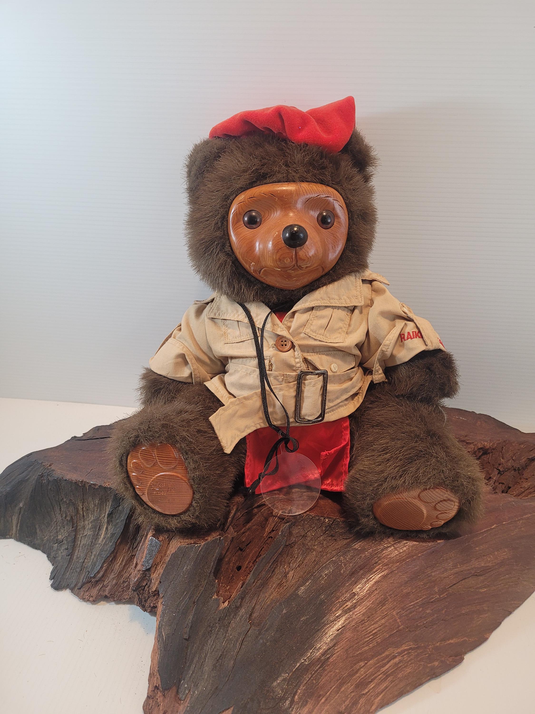 Raikes Teddy Bear Director Cecil Beret Large Wood and Plush # 1747