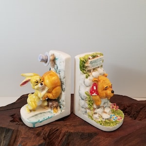 SALE Pooh and Rabbit Ceramic Bookends From Sears Walt Disney Characters Made in Japan