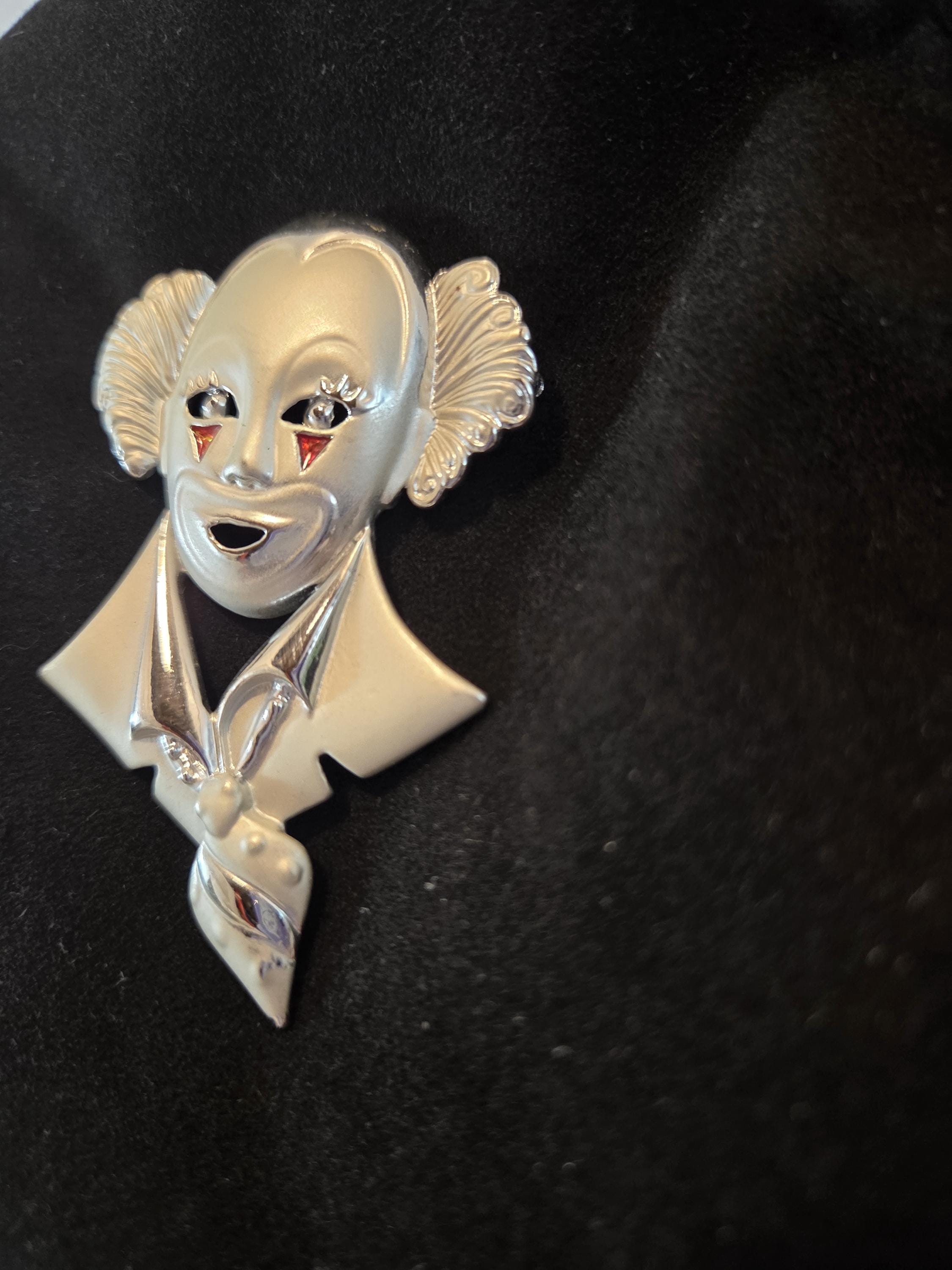 Vintage Pierrot Clown Mime Clown Brooch Silver Tone - Etsy