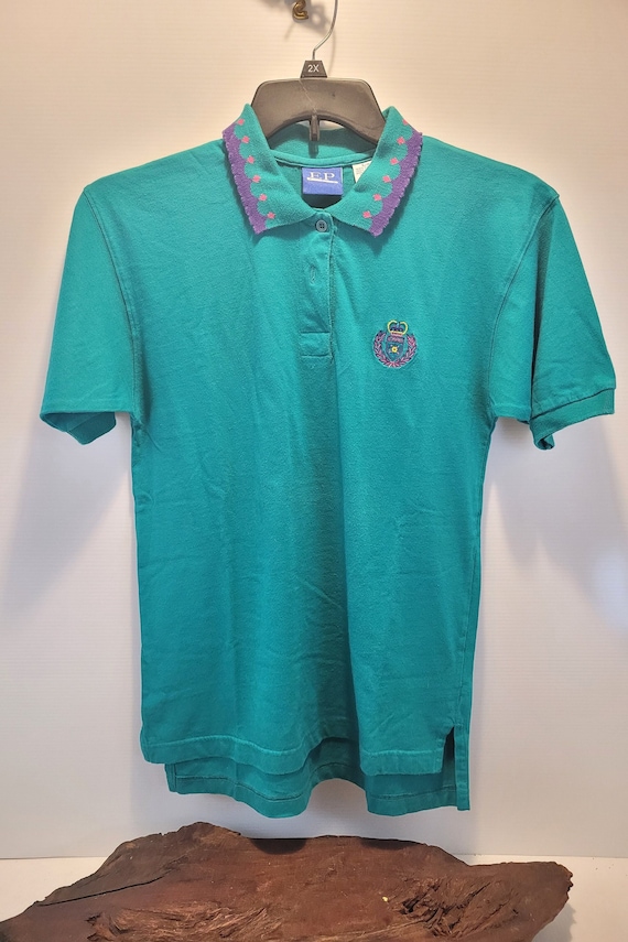 EP Pro Teal Golf Shirt With Decorative Collar and 